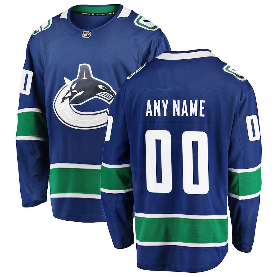 Men Vancouver Canucks Fanatics Branded Blue Home Team Breakaway Custom NHL Jersey
